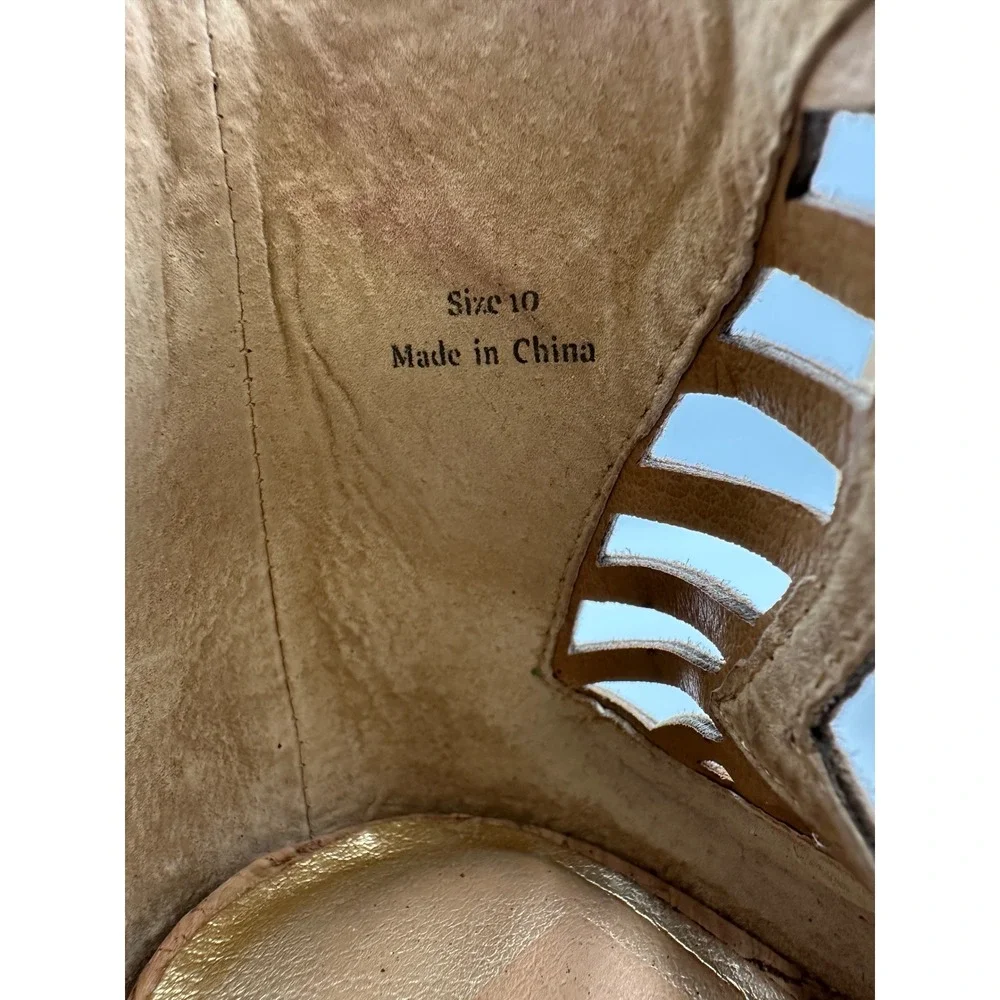 Dolce Vita Wedge Sandals 10 Tan Suede Lace Up Gladiator Cork Boho Summer Chic